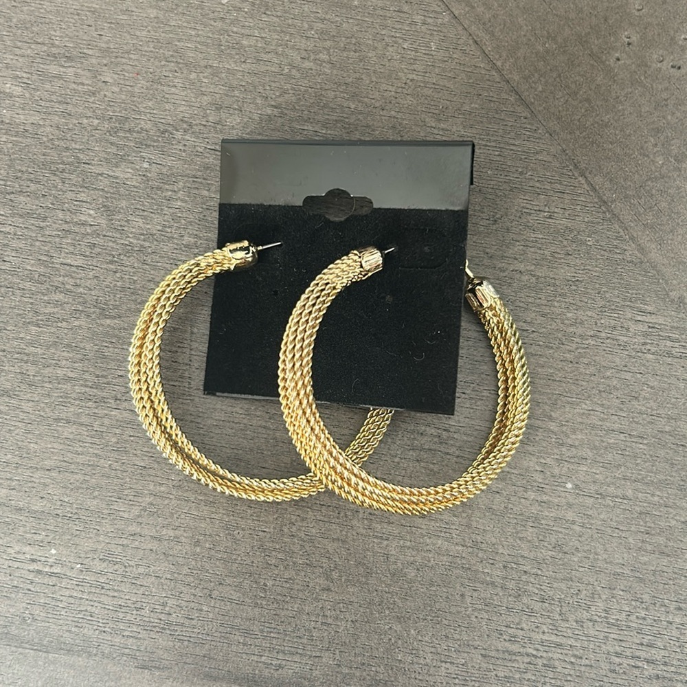 Costume jewelry, gold hoops